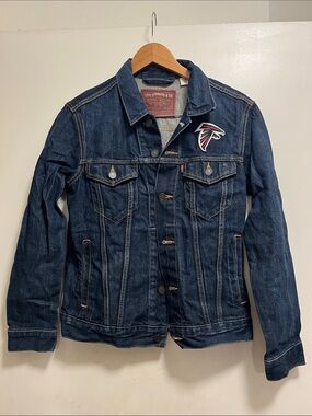 Official NFL Falcons Levi's Navy Blue Denim Trucker Jacket
